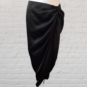 Shein Curve Black side slit skirt with back zipper gathered slinky material 0X
